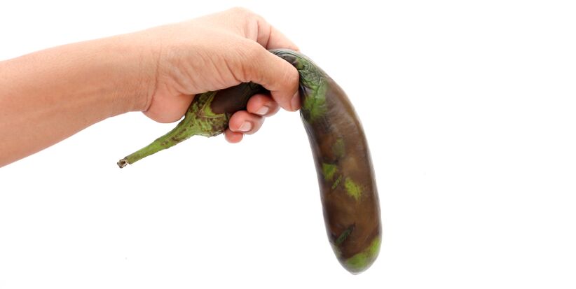 Um vegetal mole simboliza alimentos prejudiciais à potência